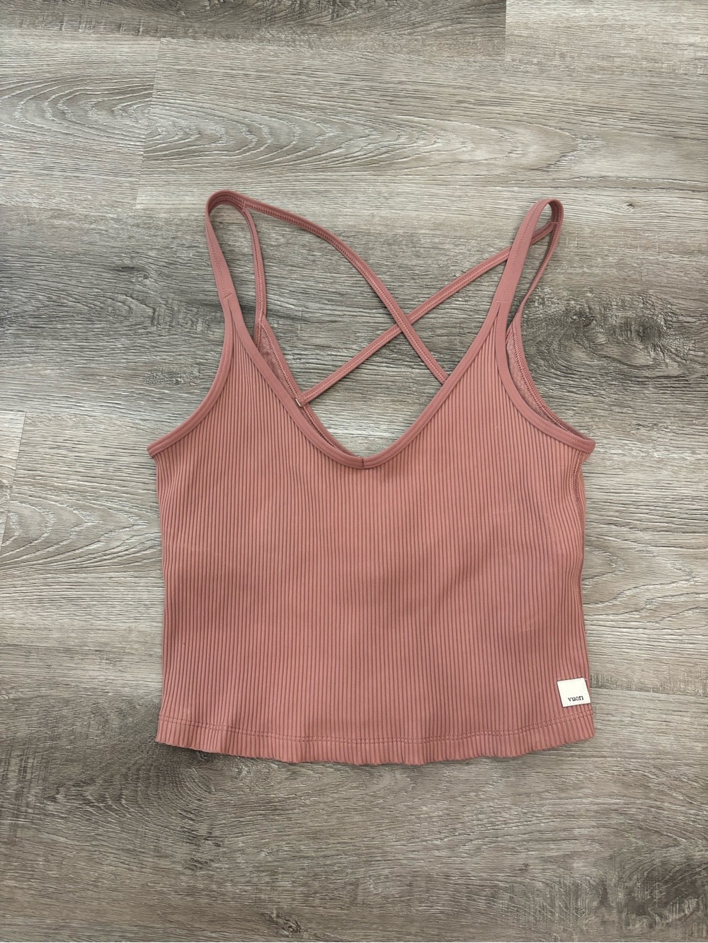 Vuori Ribbed Crossback Tank Top - Dusty Rose terracotta tank